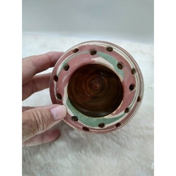 Vintage Silver Springs Florida Pottery Planter Vase Bowl Flower Frog Swirl NICE - Picture 5 of 10